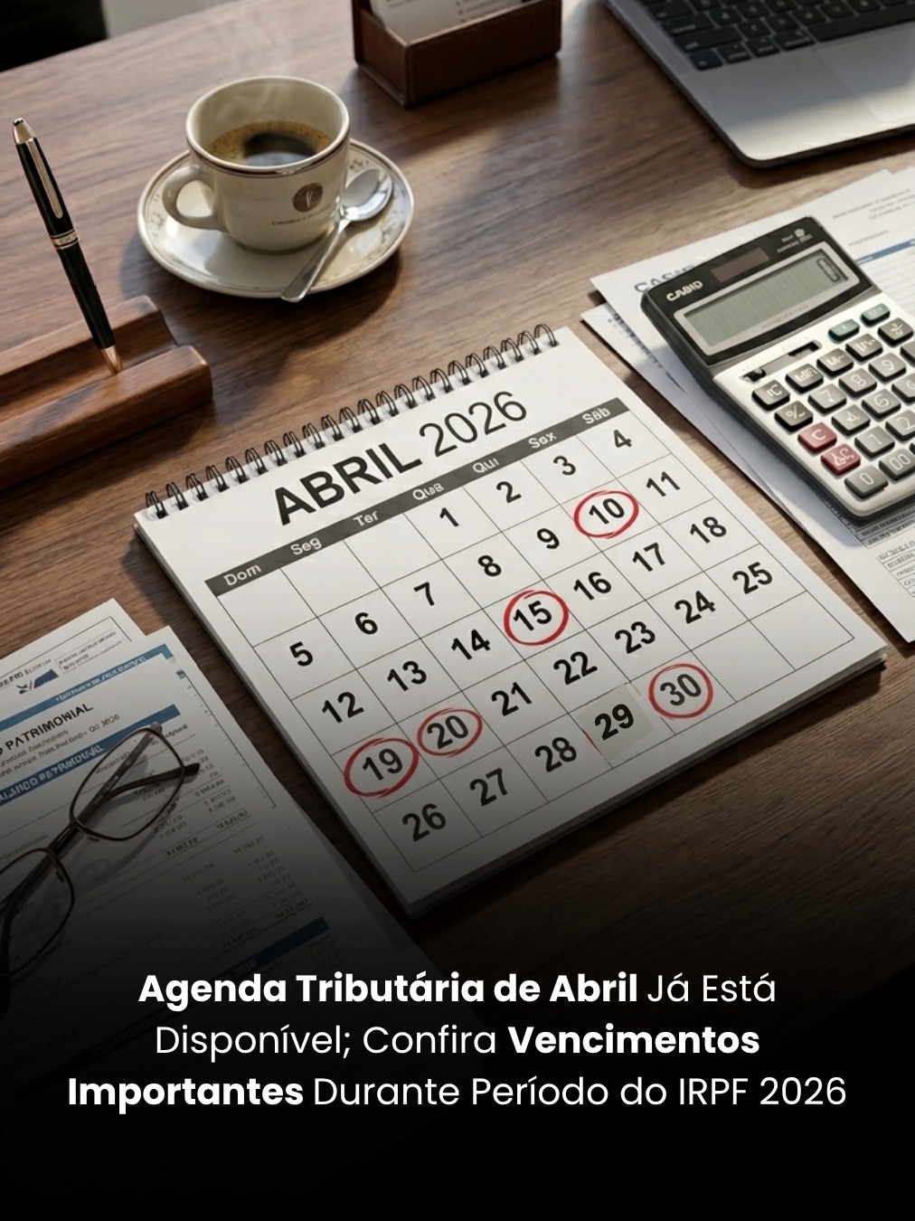 Agenda Tributária de Abril Já Está Disponível; Confira Vencimentos Importantes Durante Período do IRPF 2026